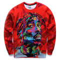 Mr.1991INC Hip hop 3d sweatshirt for men autumn pullovers print rapper Tupac 2pac hoodies long sleeve tops red color